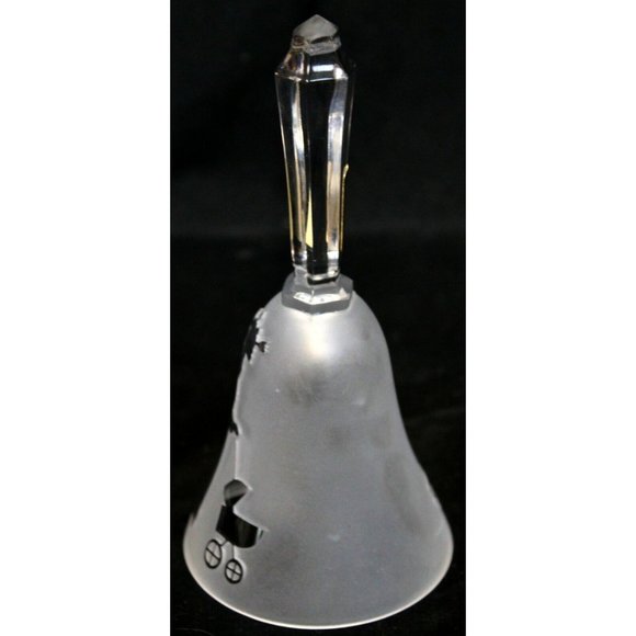 Vtg 1978 Glen Jones Glass Crystal Bell Engraved Clear Profile Lady Mother w/Pram - Picture 4 of 10
